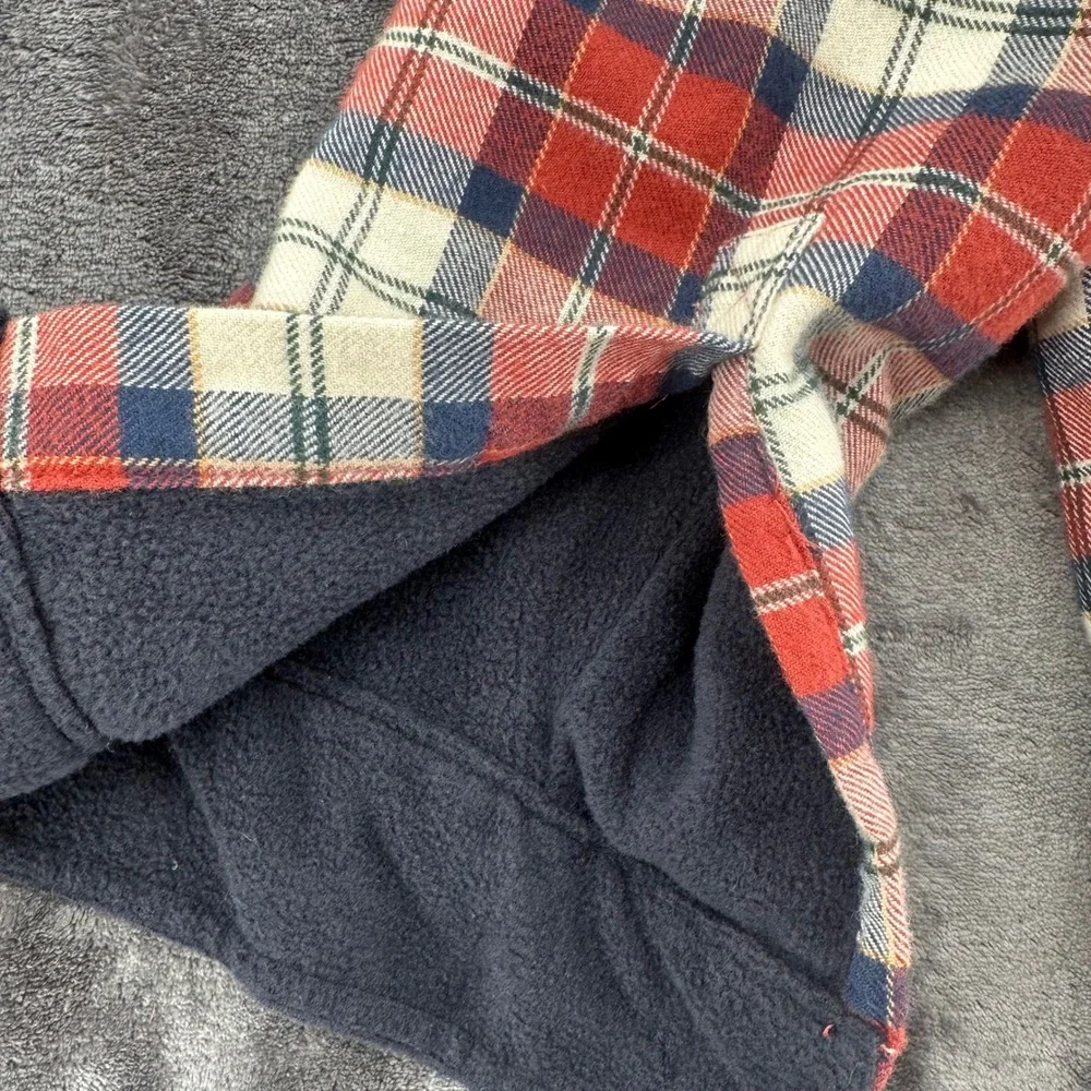 LL Bean Mens Large Fleece Lined Flannel Shirt Jacket Red Plaid Shacket Shacket